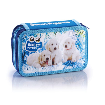 Astuccio a 3 zip Favorit Sweet Puppies con accessori fantasie assortite 13x30x7,5 cm - 100501317