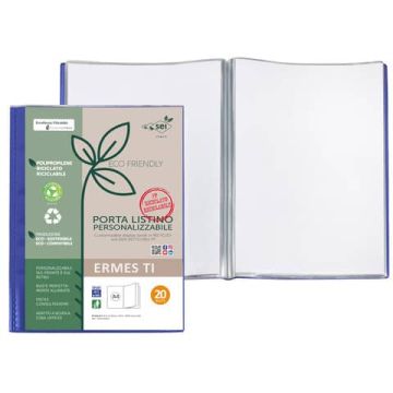 Portalistini personalizzabile Sei Rota Ermes Ti in PP riciclato buccia 22x30 cm blu 20 buste - 57272007