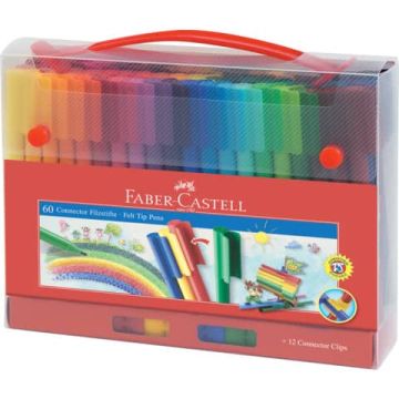 Valigetta in metallo Faber Castell con pennarelli Connector Pens conf. 60 pezzi - 155560