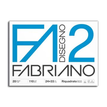 Album da disegno Fabriano F2 a 4 angoli 110 g/m² 24x33 cm 10 fogli lisci riquadrati - 04204205