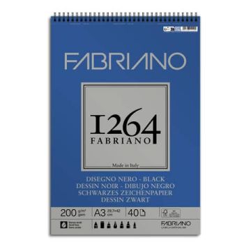 Blocco da disegno spiralato 1264 200 g - 40 fogli neri A3 - 19100653