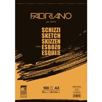 Blocco Fabriano Schizzi grana naturale 90 g 100 fogli A3 - collato - 57729742