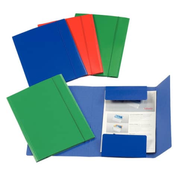 Cartella in presspan a tre lembi con elastico Esselte C41 formato 25x35 cm conf. da 5 pezzi Esselte verde -