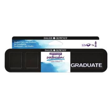 Acquerelli Daler Rowney Studio Graduate in set 12 mezzi godet + pennello - D135900012