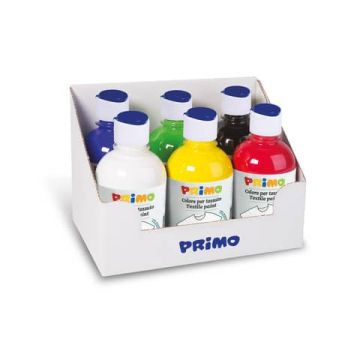Colore per tessuto Primo in bottiglia con tappo dosatore 300 ml - conf. da 6 colori assortiti - 411TX6ASS