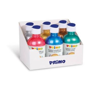 Tempera pronta metallizzata Primo con tappo misuratore 300 ml conf. da 6 colori assortiti - 233TM6ASS