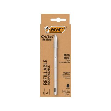 Penna a sfera ricaricabile BIC Cristal Re-New 1 mm nero 997201