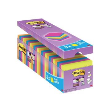 Foglietti Post-it Super Sticky 76x76 mm colori assortiti neon Value Pack 21+3 blocchetti GRATIS - 654-P24SSCOL-EU