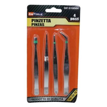 Pinzette di precisione Emi in acciaio conf. da 4 pezzi 8108964