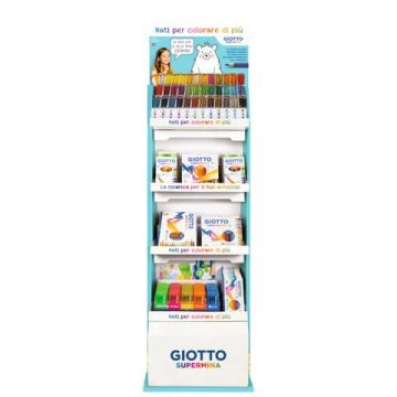 Espositore 99 matite colorate Giotto Supermina varie + pennarelli New Turbocolor - F947200