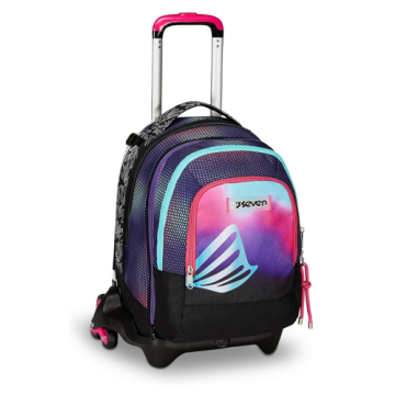 Seven Trolley Scuola Jack Detach 3 Ruote, Rosa, Shadeful GIRL, 3 in 1, Zaino Con Carrello Sganciabile, Tasca Amovibile Uso Zainetto e Crossover System, Zaino Scuola Viaggio, Bambina Ragazza