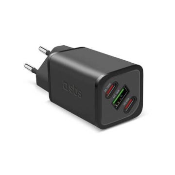 Caricatore da parete SBS GaN 1xType-C 100W Ultra Fast PD + 1x Type-C 65W Ultra Fast PD + 1xUSB AFC 36W - SBS bianco 1