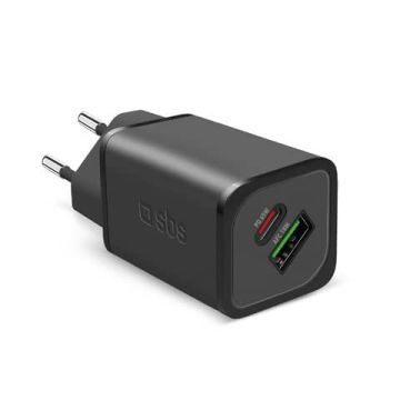 Caricatore da parete SBS GaN 65W 1xType C PD 65W+ 1xUSB AFC 18W - GaN. Split 45W +18W - SBS bianco 1 -