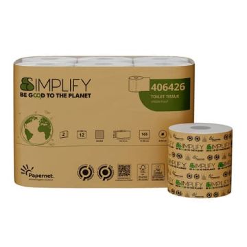 Carta igienica Simplify in pura cellulosa 2 veli conf. 12 pz bianco 406426
