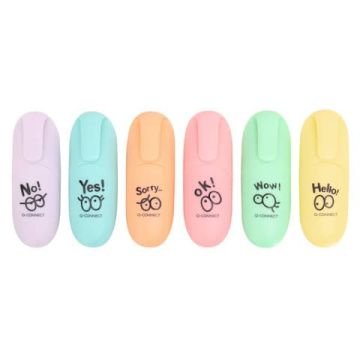 Set mini evidenziatori Q-Connect colori assortiti pastello - conf. 6 pezzi - KF17419