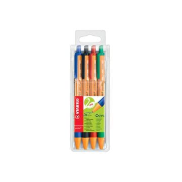 Penna a sfera a scatto Stabilo Pointball  0,5 mm assortiti astuccio da 4 - 6030/4