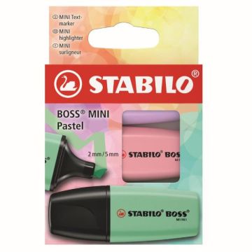 Evidenziatori Stabilo Boss Mini Pastel - conf. 3 colori assortiti 07/3-2-03
