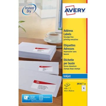 Etichette bianche per indirizzi per buste AVERY 63,5 x 46,6 mm 25 fogli - J8161-25
