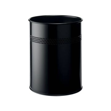 Cestino gettacarte DURABLE cilindrico con superficie perforata acciaio 15 l nero - 330001