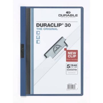 Cartellina con clip Durable DURACLIP A4 - dorso 3 mm - capacità 30 fogli blu - 220007