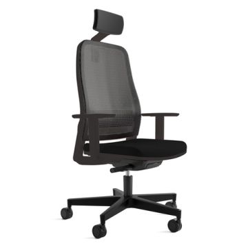 Seduta semi-direzionale schienale in rete nero braccioli e poggiatesta Unisit Titan sedile tessuto Chili nero -