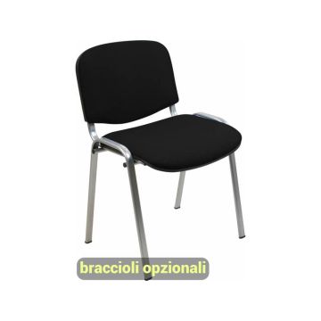 Sedia visitatore 4 gambe Unisit Dado D5G acciaio grigio - rivestimento ignifugo nero - Conf. 2 pezzi - D5G/2/IN