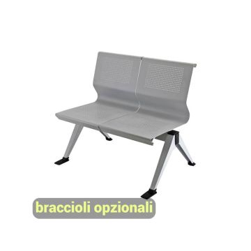 Panca 2 posti attesa Unisit Panair PA2P acciaio verniciato grigio - schienale forato traspirante - PA2P