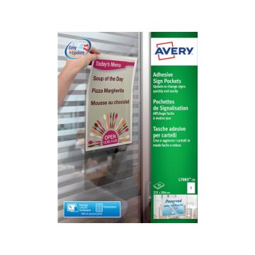 Tasche adesive Avery per fogli A4 trasparente 1 et./foglio Conf. 10 fogli - L7083-10