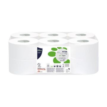 Carta igienica Mini Jumbo Bio Tech - microgoffrata - 2 veli - 16,5 gr - diametro 19,5 cm - 9,5 cm x 150 mt - Papernet