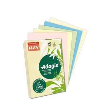 Carta colorata A4 International Paper Rey Adagio 80 g/m² colori pastello - Risma da 500 fogli - ADAGI080X908