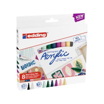 Marcatori acrilici Start Easy Set - punte tonde assortite Edding assortiti 8 colori - 4-SES8N