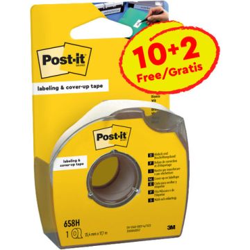 Nastro adesivo per correzione Post-it Cover Up in carta removibile 25,4 mm x 17,7 m 6 righe - PROMO PACK 10+2