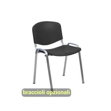 Sedia visitatore a 4 gambe Unisit Dado D5PG - struttura grigia - PPL nero - conf. 2 pezzi - D5PG/2/NE