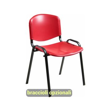 Sedia visitatore a 4 gambe Unisit Dado D5PS - struttura nera - PPL rosso - conf. 2 pezzi - D5PS/2/RO