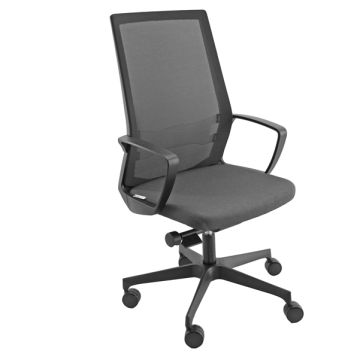 Unisit Poltrona semidirezionale I70 Grigio e schienale rete nera c/bracc.