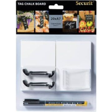 Set lavagne scrivibili tag + pennarello+ 4 supporti con punta + 2 supporti trasparenti Securit - TAG-A7-WT
