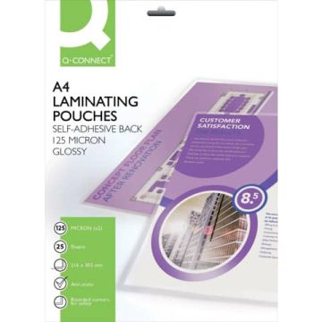 Pouches per plastificatrici Q-Connect 2x125 µm finitura lucida A4 Conf. 25 pezzi - KF24056