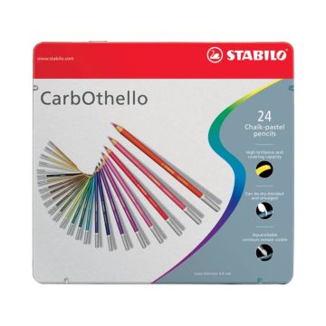 Matite colorate Stabilo CarbOthello tratto 4,4 mm assortiti scatola di metallo da 24 - 1424-6