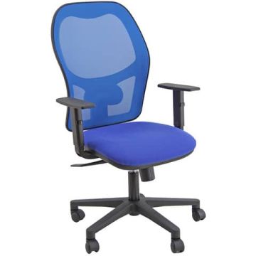 Sedia operativa girevole Unisit Hubble HUHUVEM schienale in rete - rivestimento Eco blu - con braccioli - HUHUVE/BR/EB