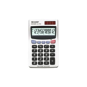 Calcolatrice tascabile a doppia alimentazione SHARP con display a 12 cifre argento - EL 379 SB