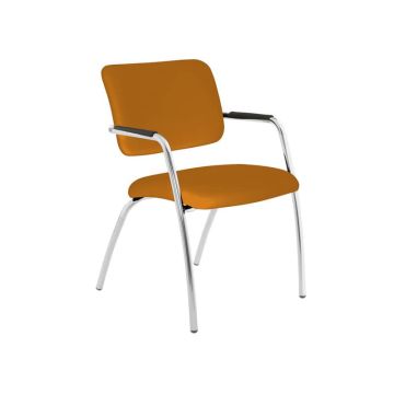Sedia visitatore a 4 gambe Unisit Lithium LT4G struttura cromata - rivest. Eco arancione - LT4G/EA