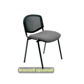 Sedia visitatore 4 gambe Unisit Dado D5N schienale in rete - rivestimento ignifugo grigio scuro Cf. 2 pz D5N/2/IT