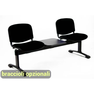 Panca 2 posti attesa Unisit Dado D52PT con tavolino - rivestimento Eco nero - D52PT/EN
