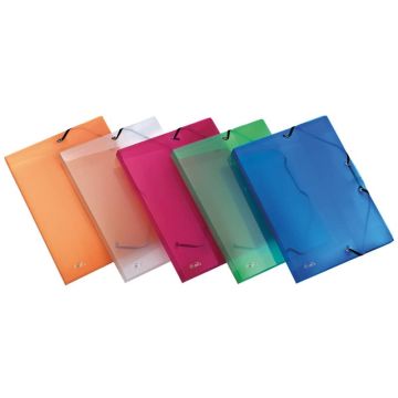 Cartellina a 3 lembi con elastico FAVORIT Lumina 24x32 cm dorso 2,5 cm blu 400116646