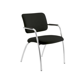 Sedia visitatore a 4 gambe Unisit Lithium LT4G struttura cromata - rivest. pelle nero - LT4G/PN