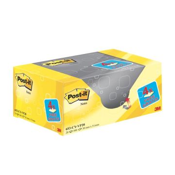 VALUE PACK 16+4 BLOCCO 100fg Post-itGiallo Canary 38x51mm 72GR 653CY-VP20