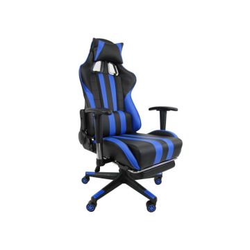 Poltrona gaming Unisit CH braccioli reg. e poggiapiede nero rivestimento in sky nero/blu - CHINT