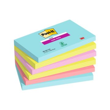 Foglietti riposizionabili Post-it Super Sticky Miami 76x127mm assortiti conf. 6 blocch. da 90 ff - 655-6SS-MIA