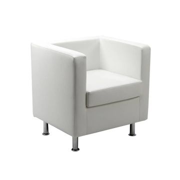 Divano attesa 1 posto Unisit Pragma PR1 schienale fisso - rivestimento tessuto similpelle bianco - PR1/KQ