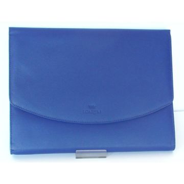 Portadocumento in pelle  di vitello. Blu. cm31x24x4cm. Icartai